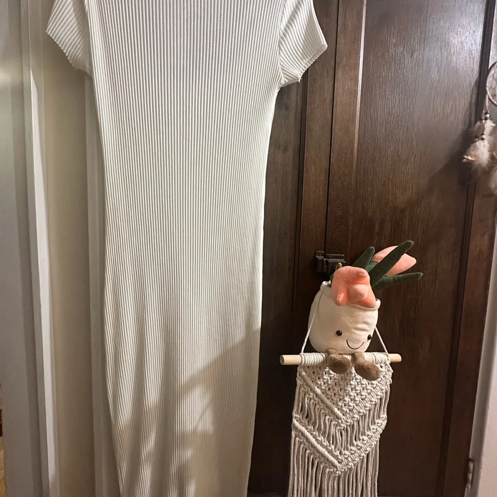 NWT Zara- size L- Cream Ribbed Knit dress - Picture 6 of 6